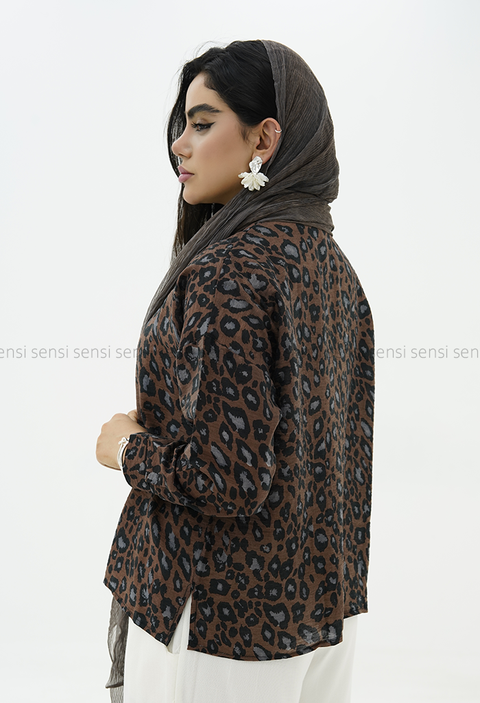 شومیز پلنگی رنگی شیشه ای کد1005989
